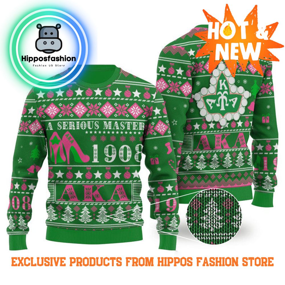 Aka 1908 Alphaa Kappa Green Ugly Christmas Sweater