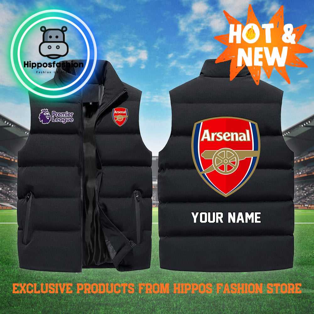 Arsenal EPL Personalized Black Cotton Vest