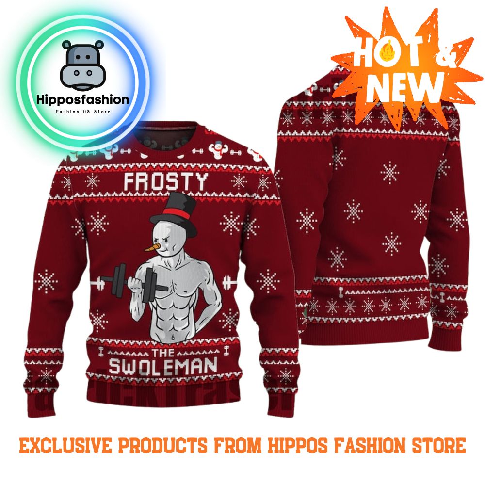 Frosty Swoleman Red Ugly Christmas Sweater