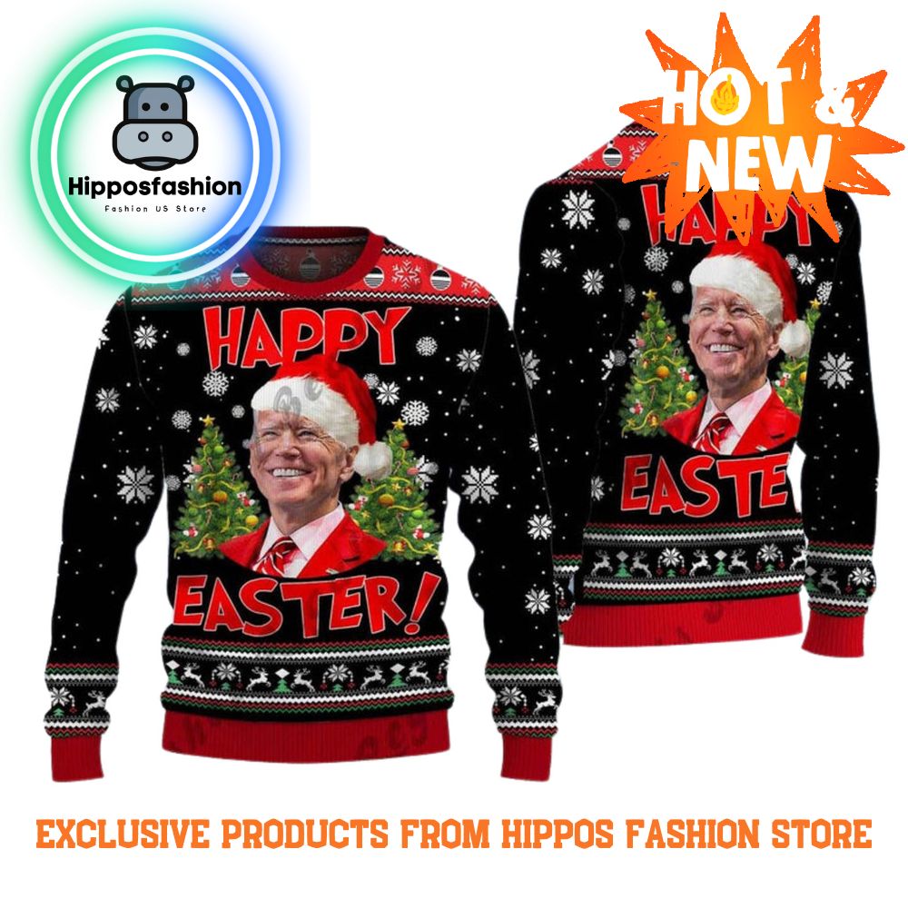 Happy Easter Biden Snow Ugly Christmas Sweater