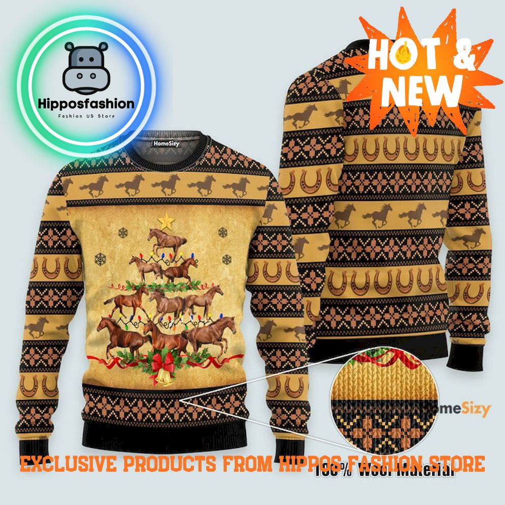 Horse Christmas Tree Funny Ugly Sweater