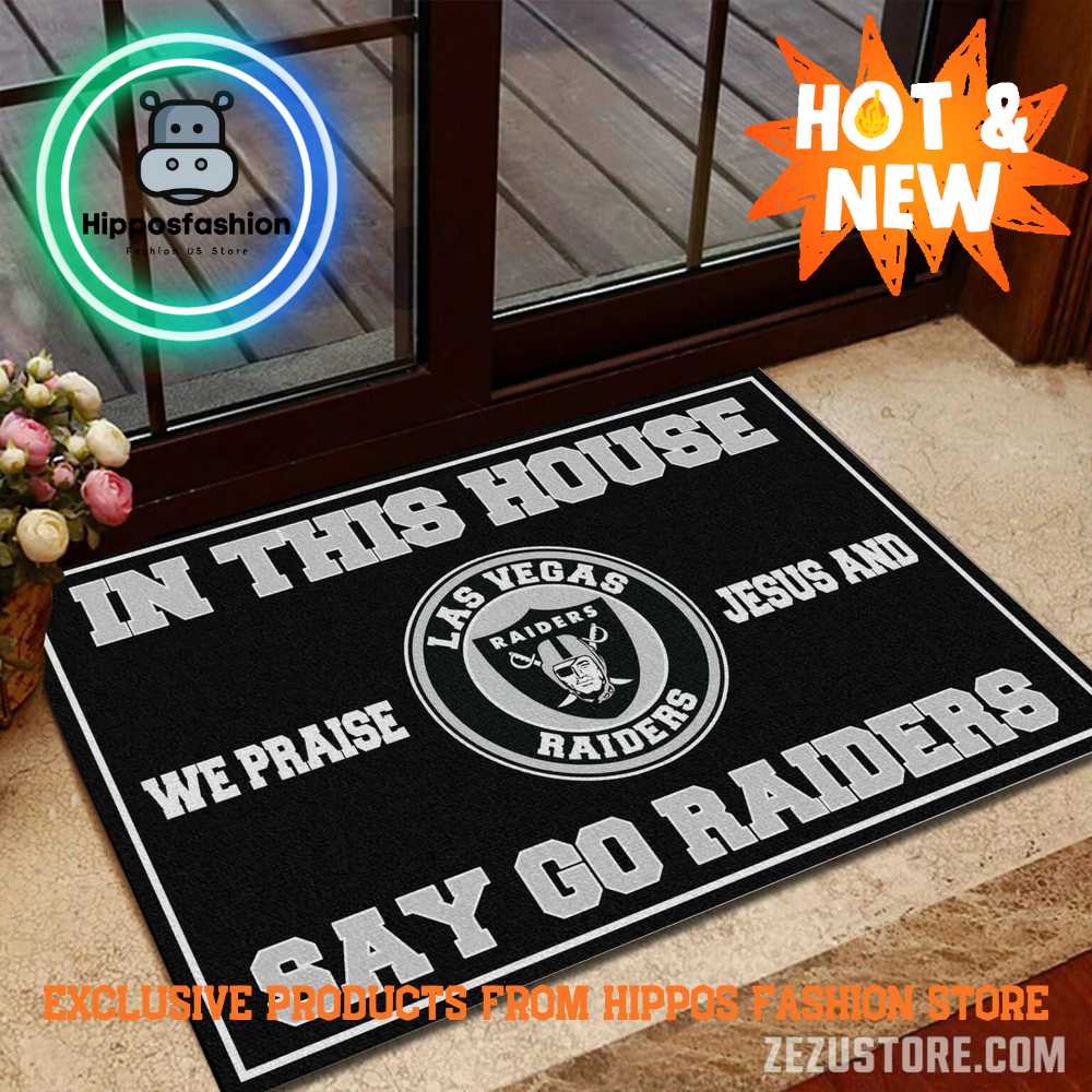 Las Vegas Raiders NFL We Praise Jesus Rug Carpet