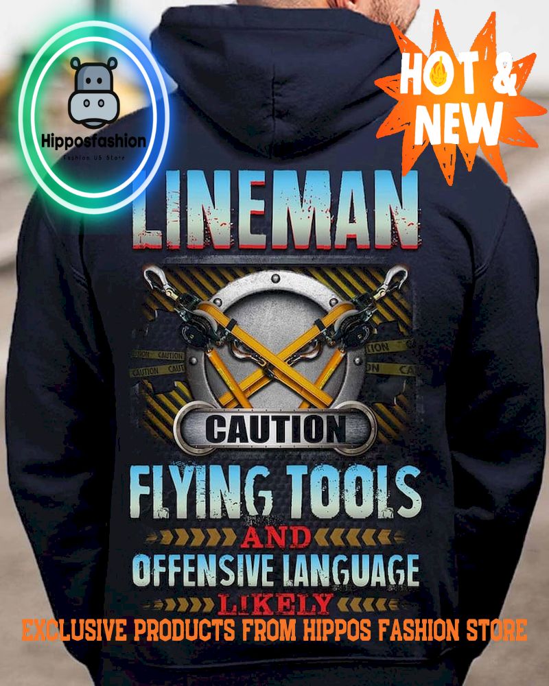 Lineman Caution Flying Tools Hoodie