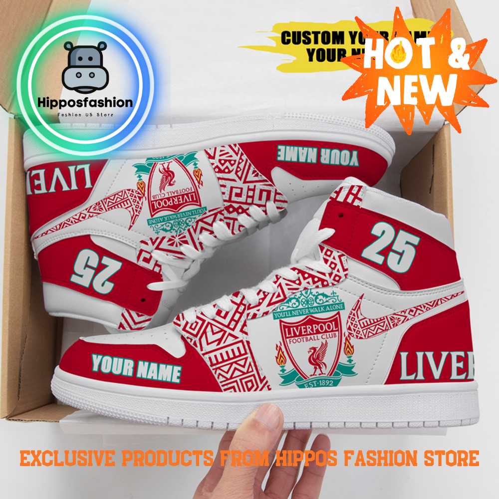 Liverpool FC Pattern Personalized Air Jordan 1 Sneakers