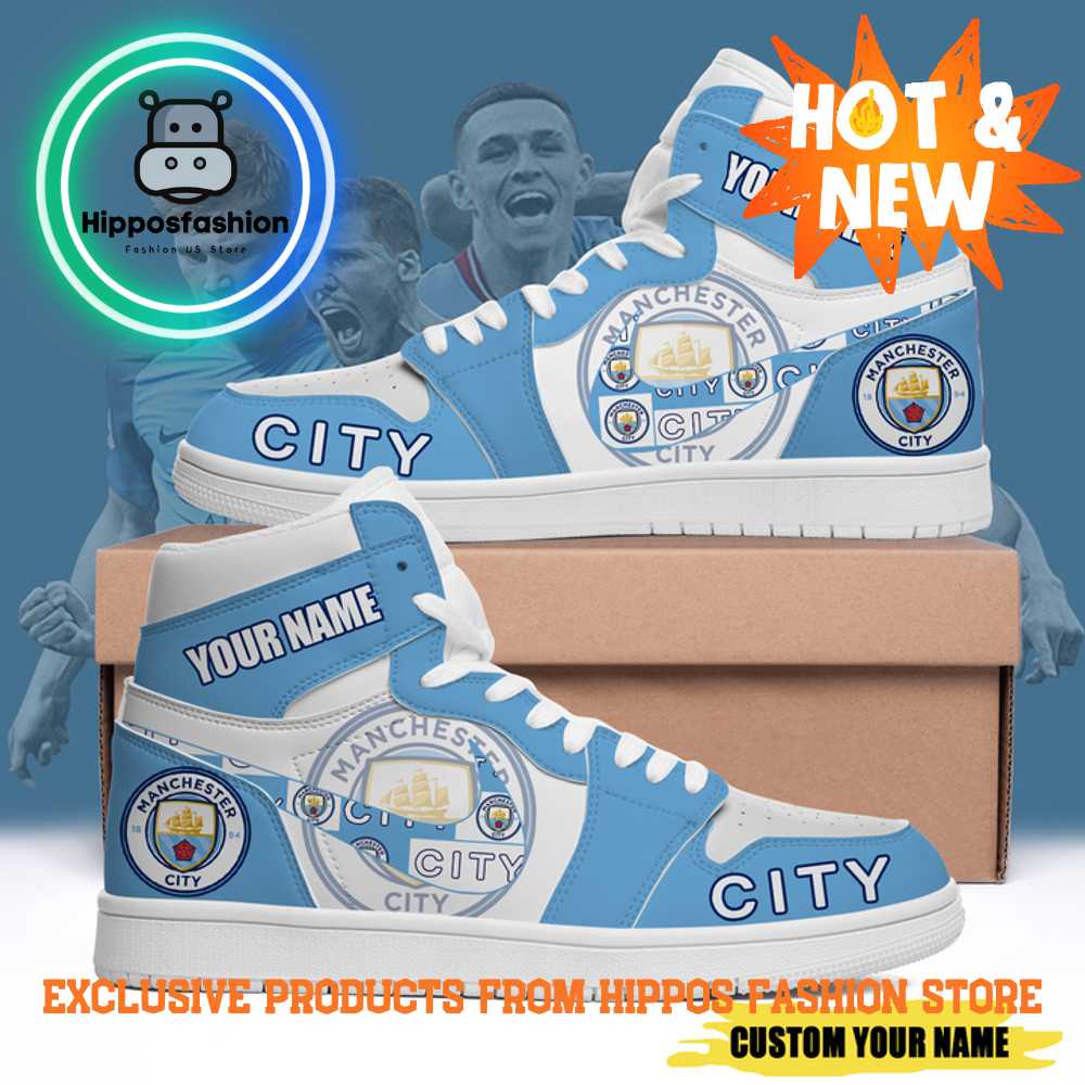 Manchester City FC Sky Blue Personalized Air Jordan 1 Sneakers