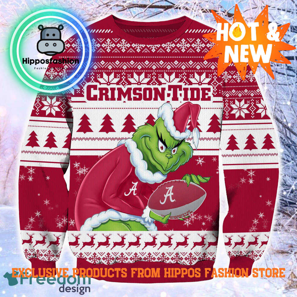 NCAA Alabama Crimson Tide Grinch Personalized Ugly Christmas Sweater