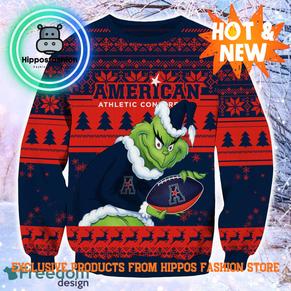 NCAA American Athletic Conference Grinch Personalized Ugly Christmas Sweater