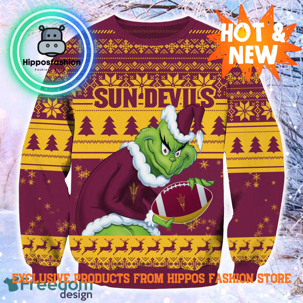 NCAA Arizona State Sun Devils Grinch Personalized Ugly Christmas Sweater