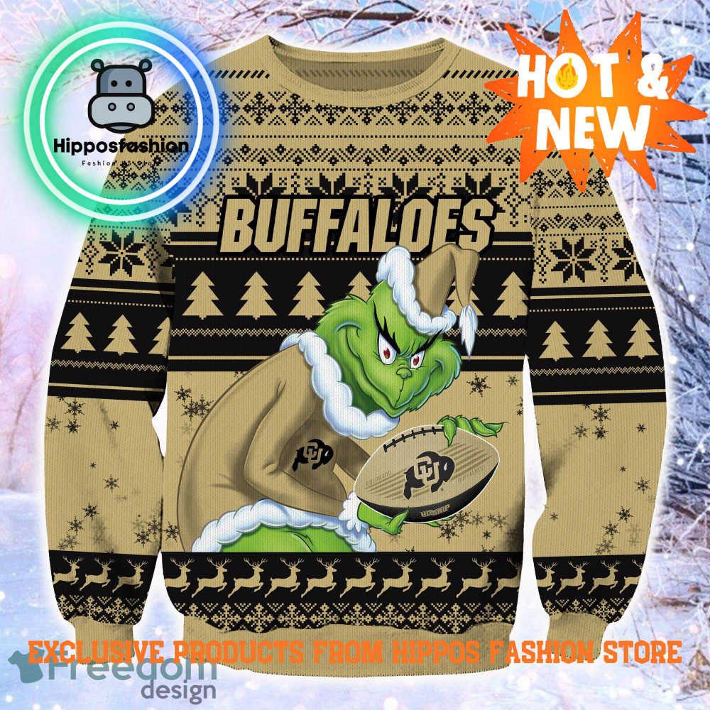 NCAA Colorado Buffaloes Grinch Personalized Ugly Christmas Sweater