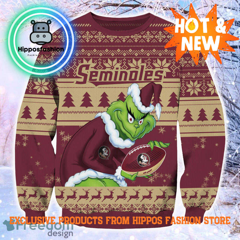 NCAA Florida State Seminoles Grinch Ugly Christmas Sweater