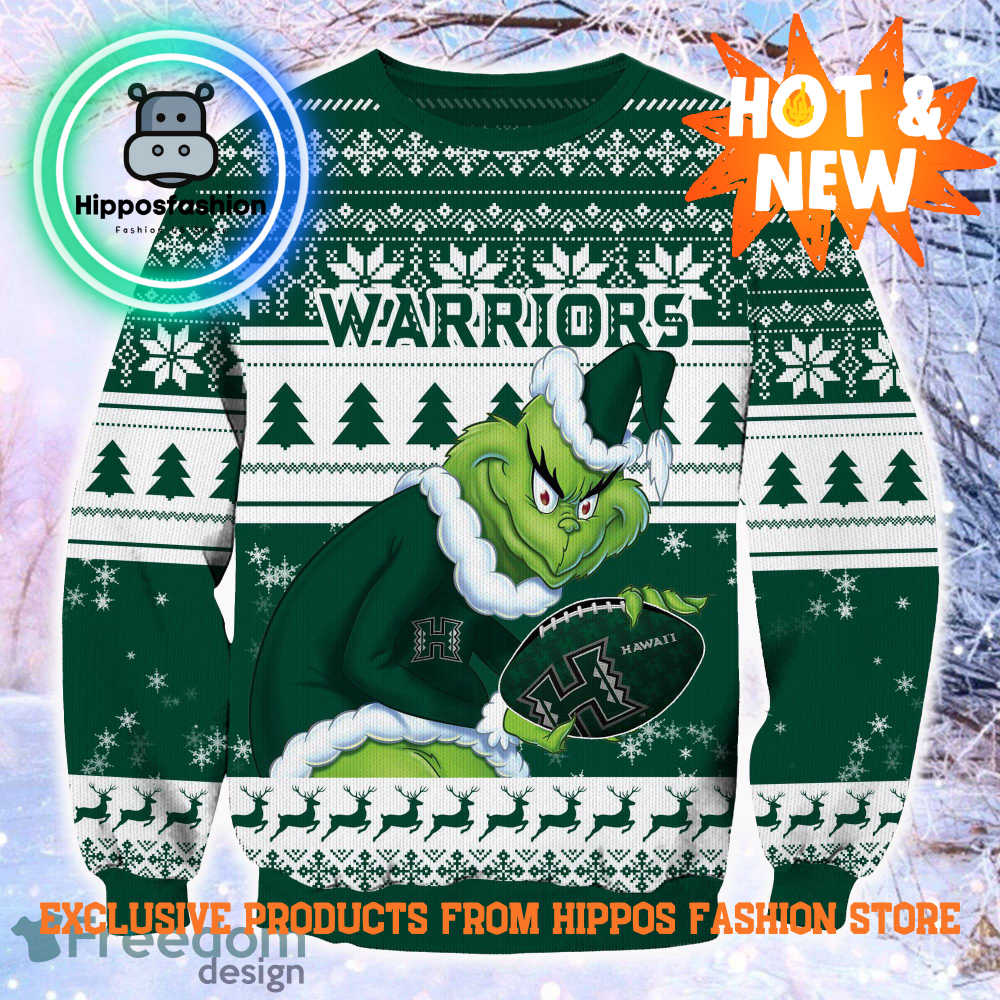 NCAA Hawaii Rainbow Warriors Grinch Personalized Ugly Christmas Sweater
