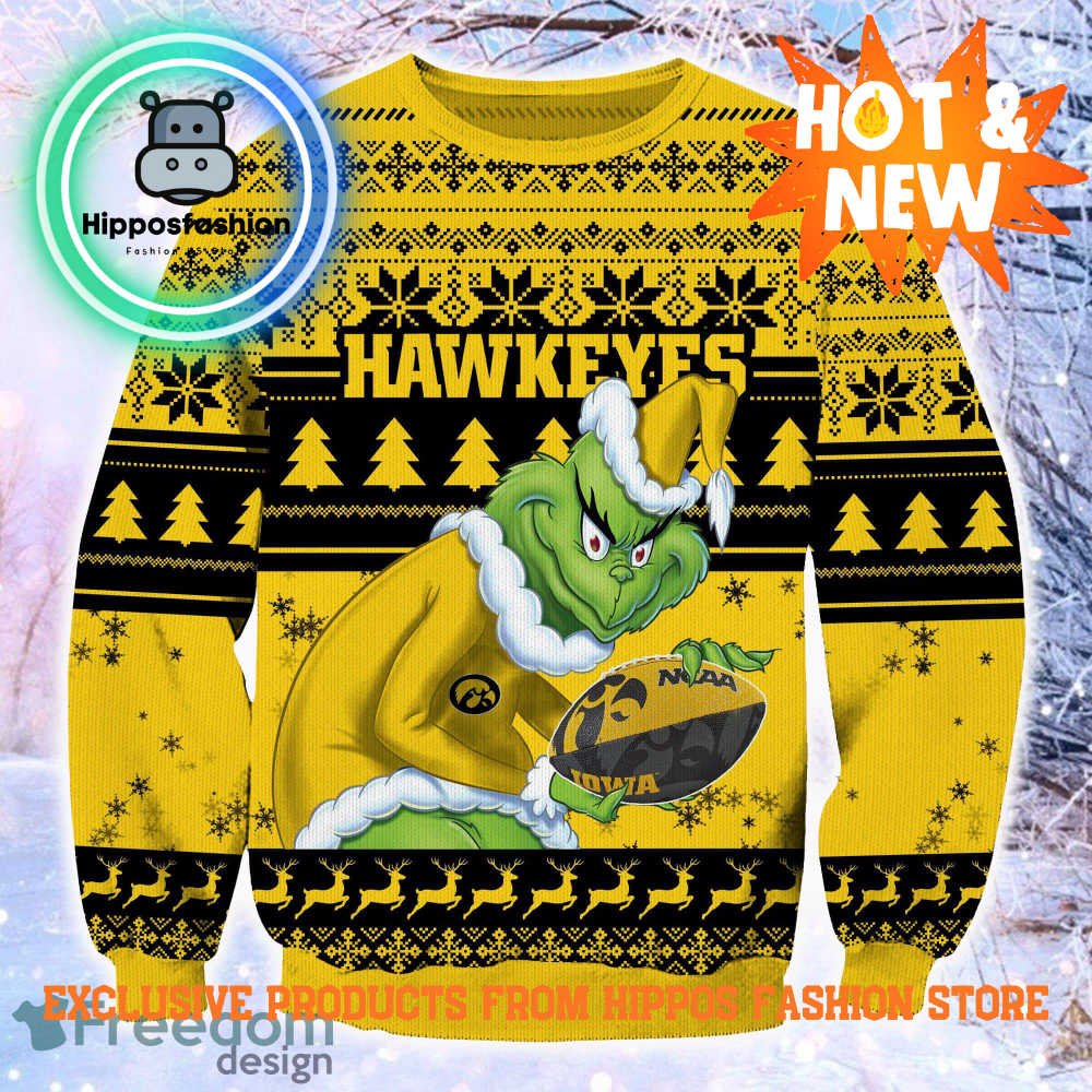 NCAA Iowa Hawkeyes Grinch Personalized Ugly Christmas Sweater