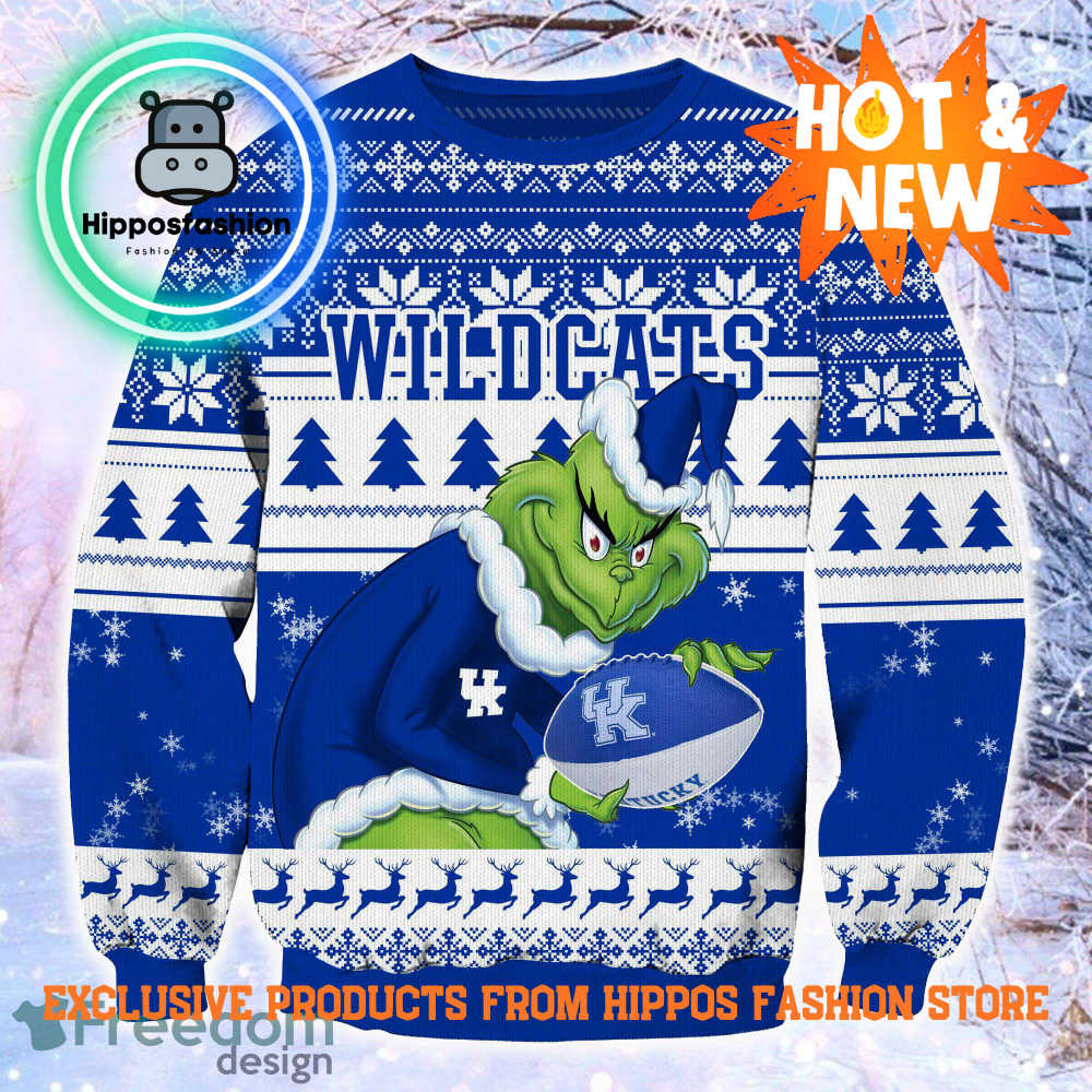 NCAA Kentucky Wildcats Grinch Personalized Ugly Christmas Sweater