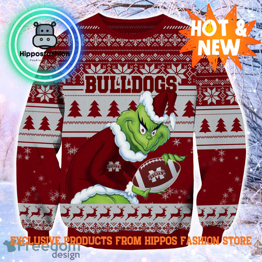NCAA Mississippi State Bulldogs Grinch Personalized Ugly Christmas Sweater