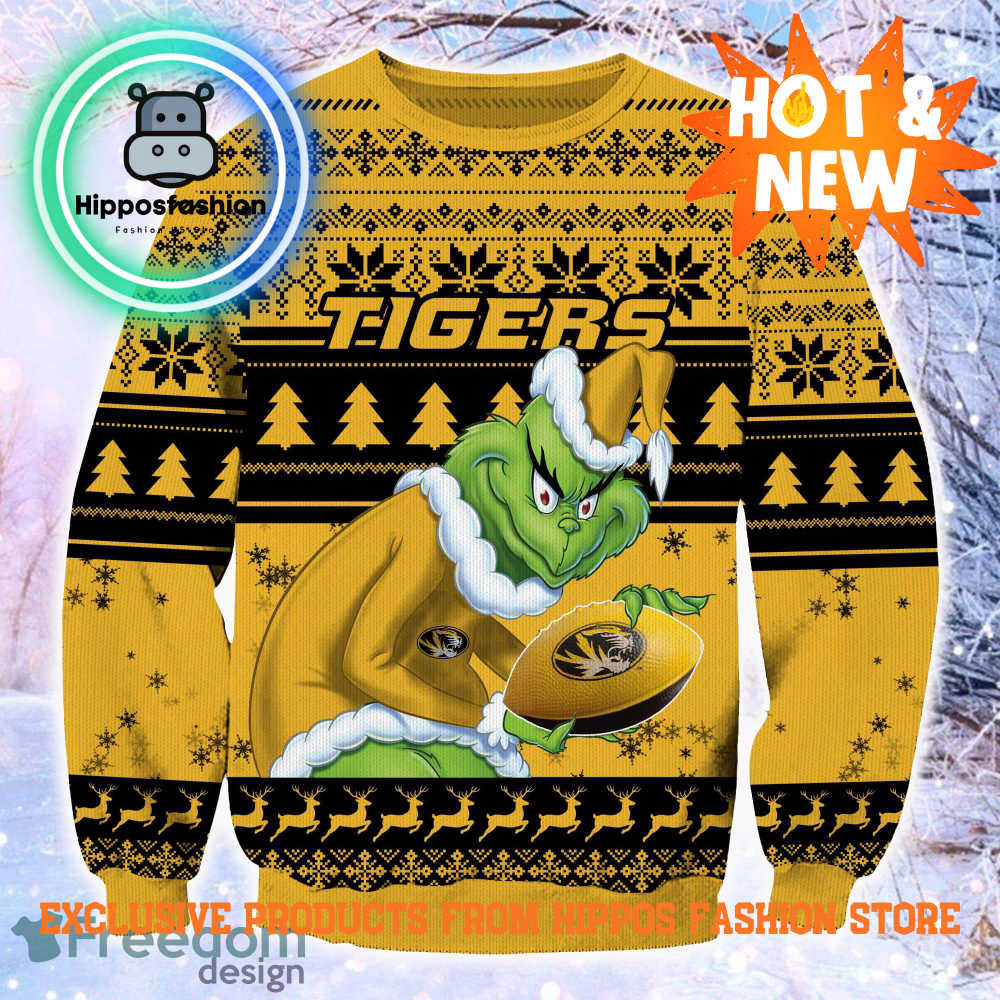 NCAA Missouri Tigers Grinch Personalized Ugly Christmas Sweater