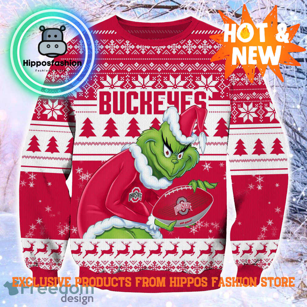 NCAA Ohio State Buckeyes Grinch Personalized Ugly Christmas Sweater
