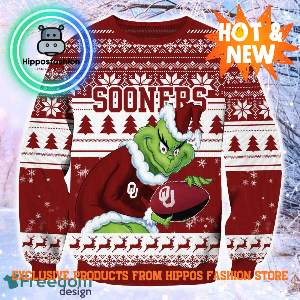 NCAA Oklahoma Sooners Grinch Personalized Ugly Christmas Sweater