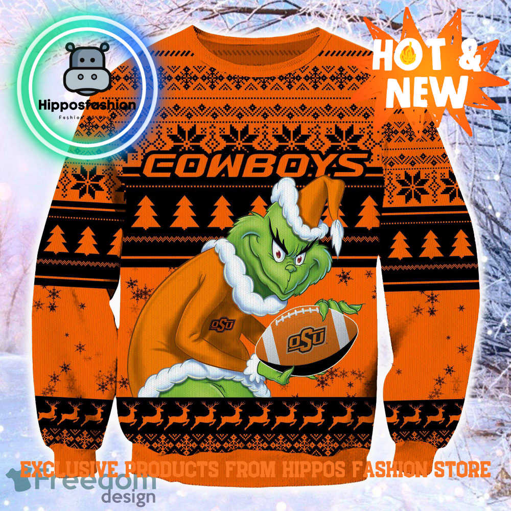NCAA Oklahoma State Cowboys Grinch Ugly Christmas Sweater