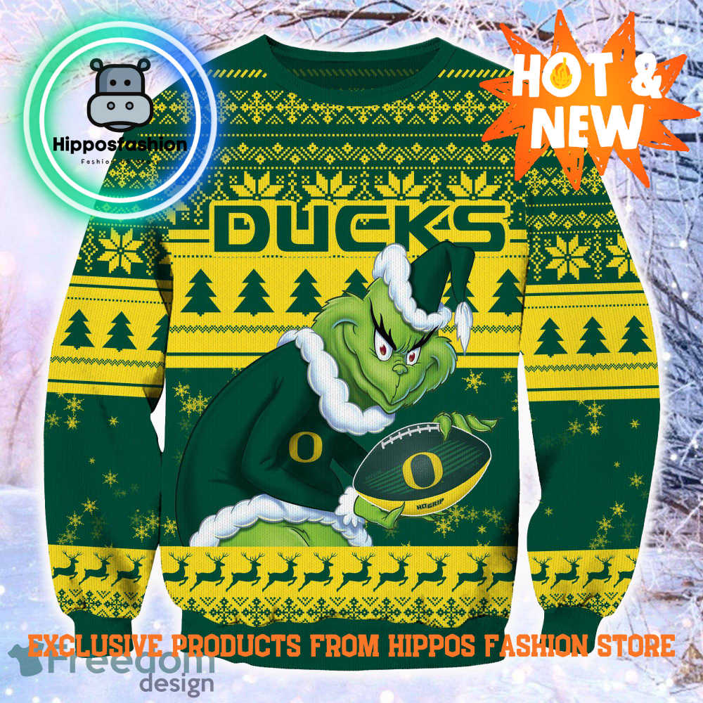 NCAA Oregon Ducks Grinch Personalized Ugly Christmas Sweater