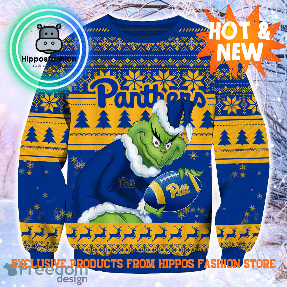NCAA Pittsburgh Panthers Grinch Personalized Ugly Christmas Sweater