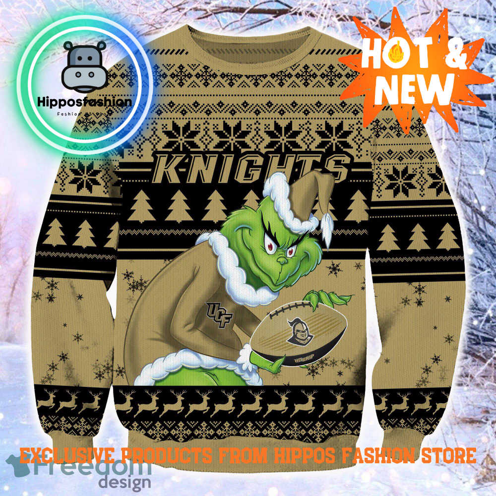 NCAA UCF Knights Grinch Personalized Ugly Christmas Sweater