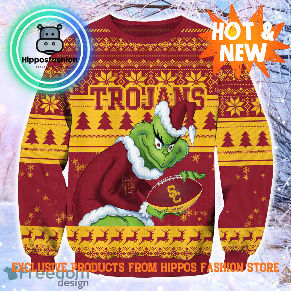 NCAA USC Trojans Grinch Personalized Ugly Christmas Sweater