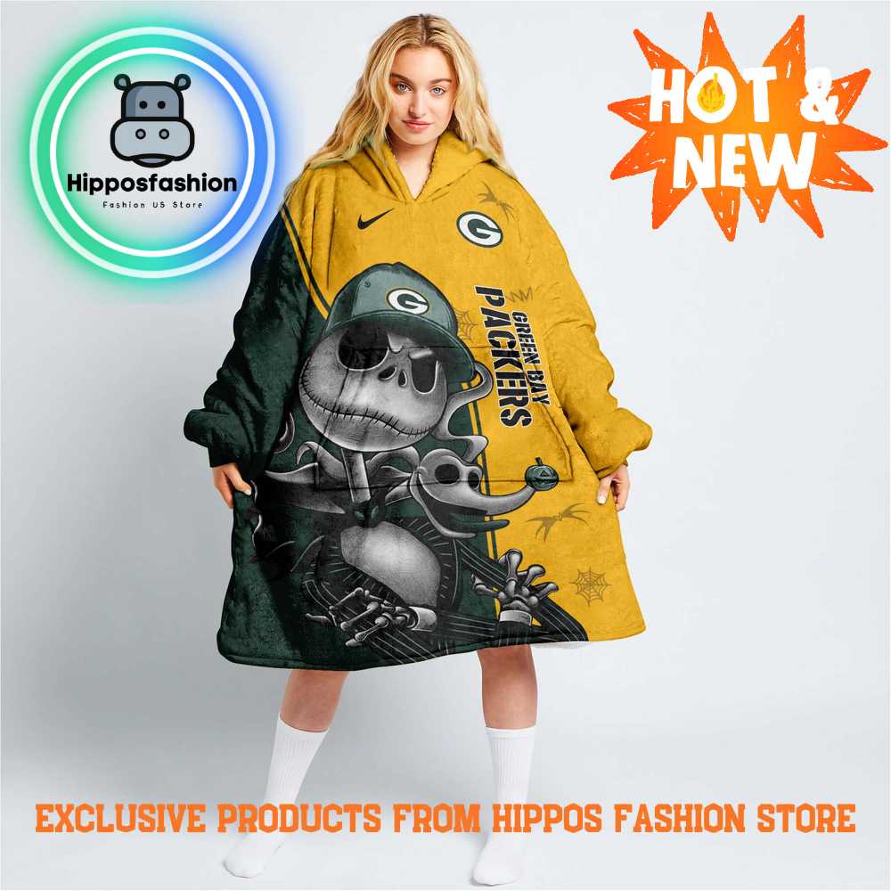 NFL Green Bay Packers Skellington Premium Blanket Hoodie