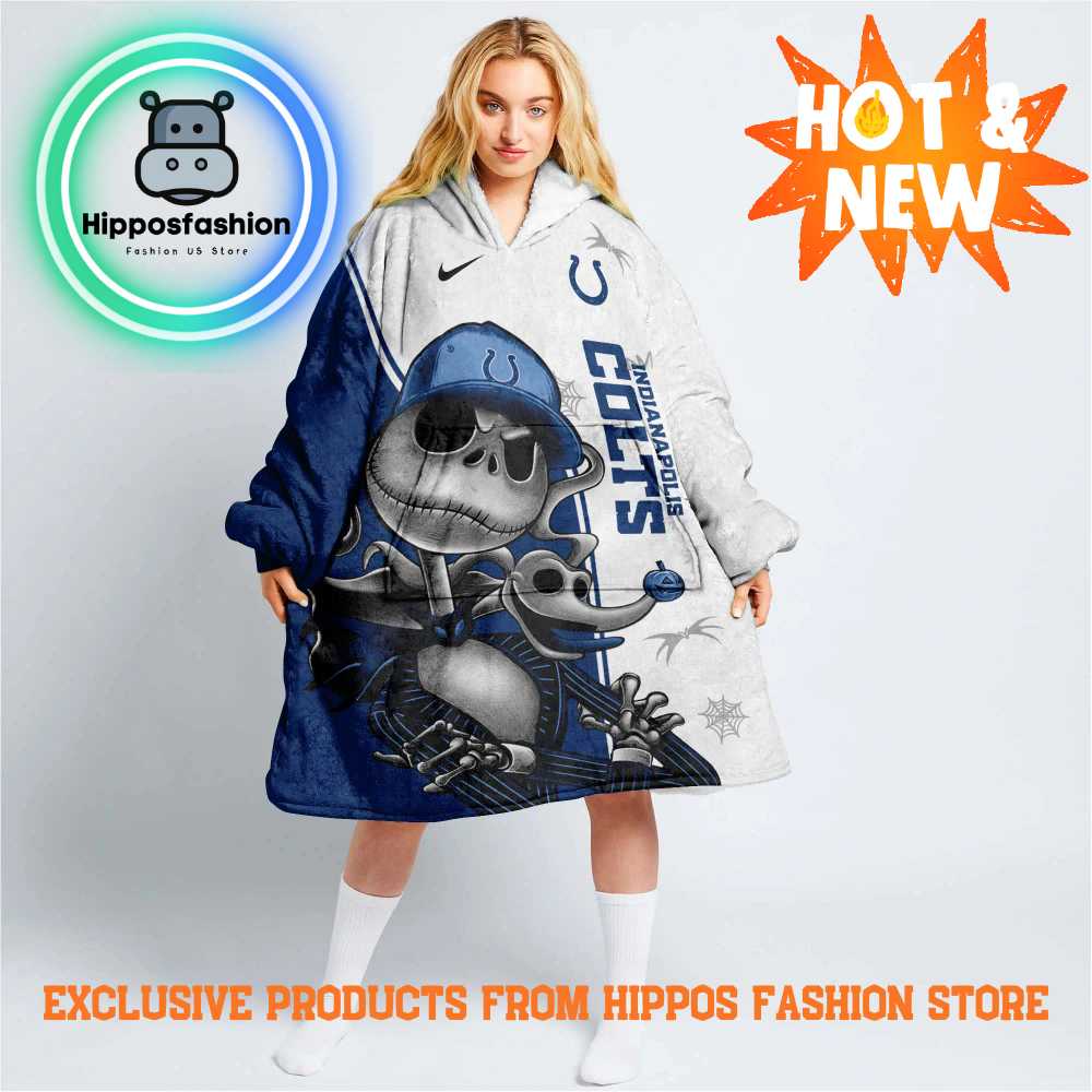 NFL Indianapolis Colts Skellington Premium Blanket Hoodie