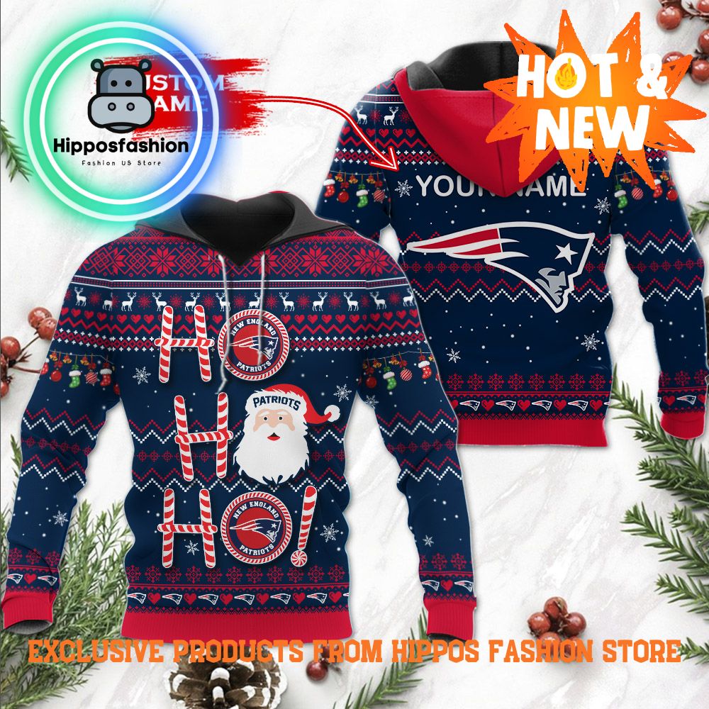 NFL New England Patriots Ho Ho Ho Custom Name D Hoodie SjPS.jpg