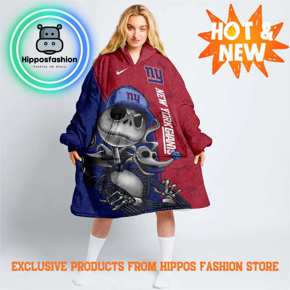 NFL New York Giants Skellington Premium Blanket Hoodie