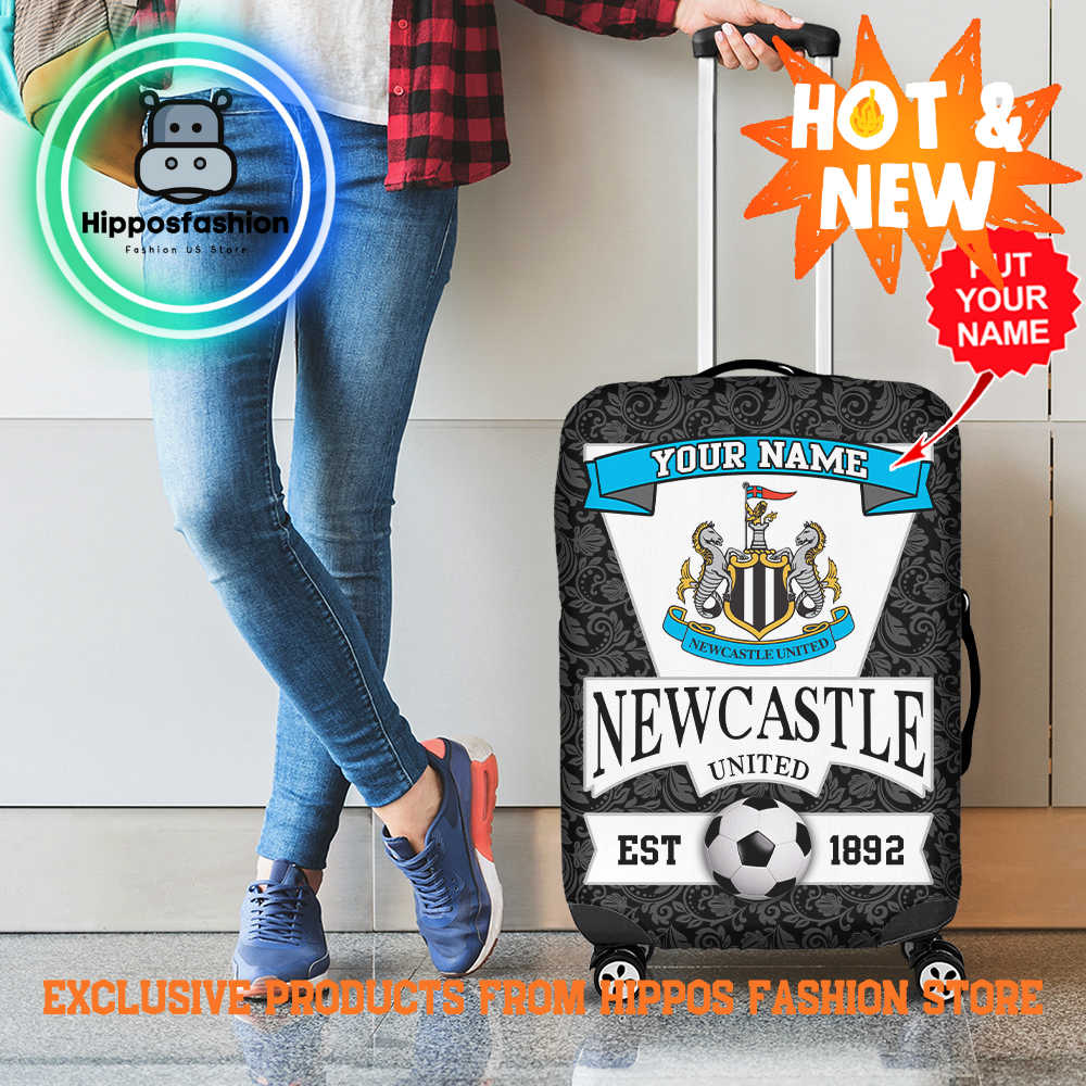 Newcastle United Black White Personalized Luggage Cover