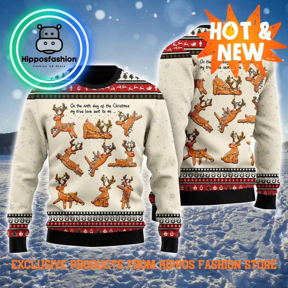 Nine Lazzies Sexy Reindeer Dancing Ugly Christmas Sweater rjJwH.jpg