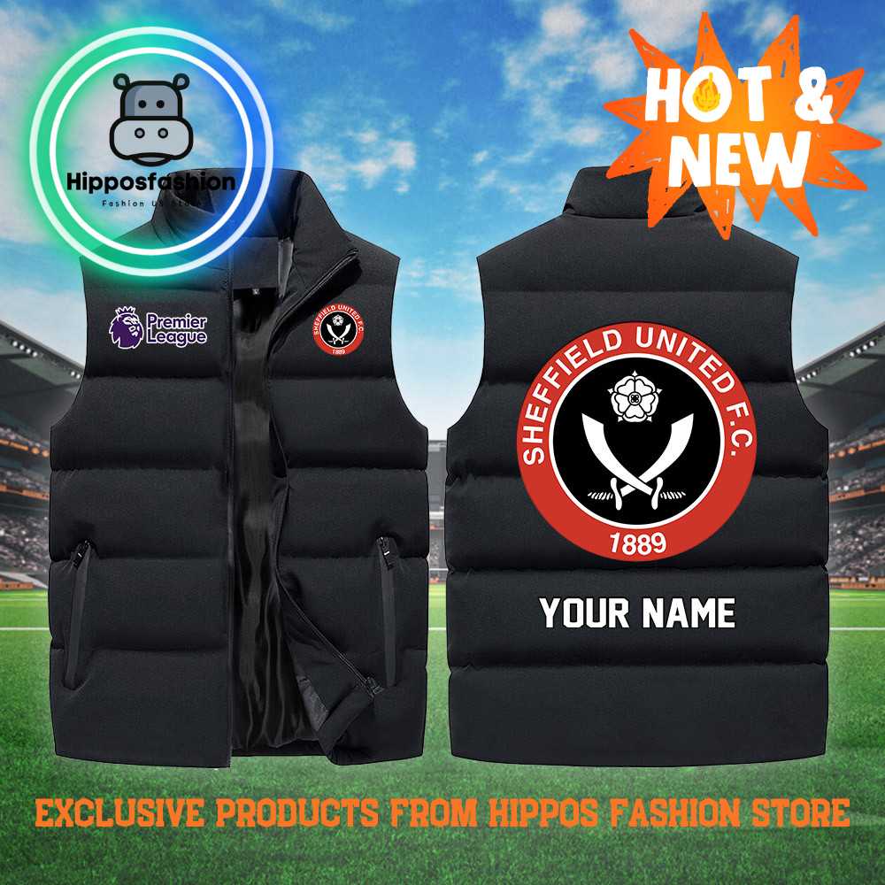 Sheffield United EPL Personalized Black Cotton Vest