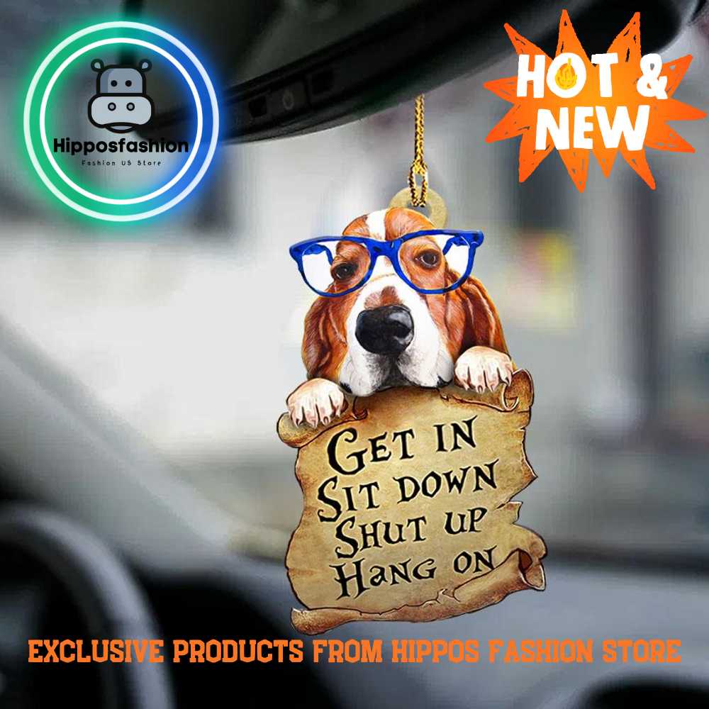 Basset Hound Get In Dog Lover Two Sided Car Ornament