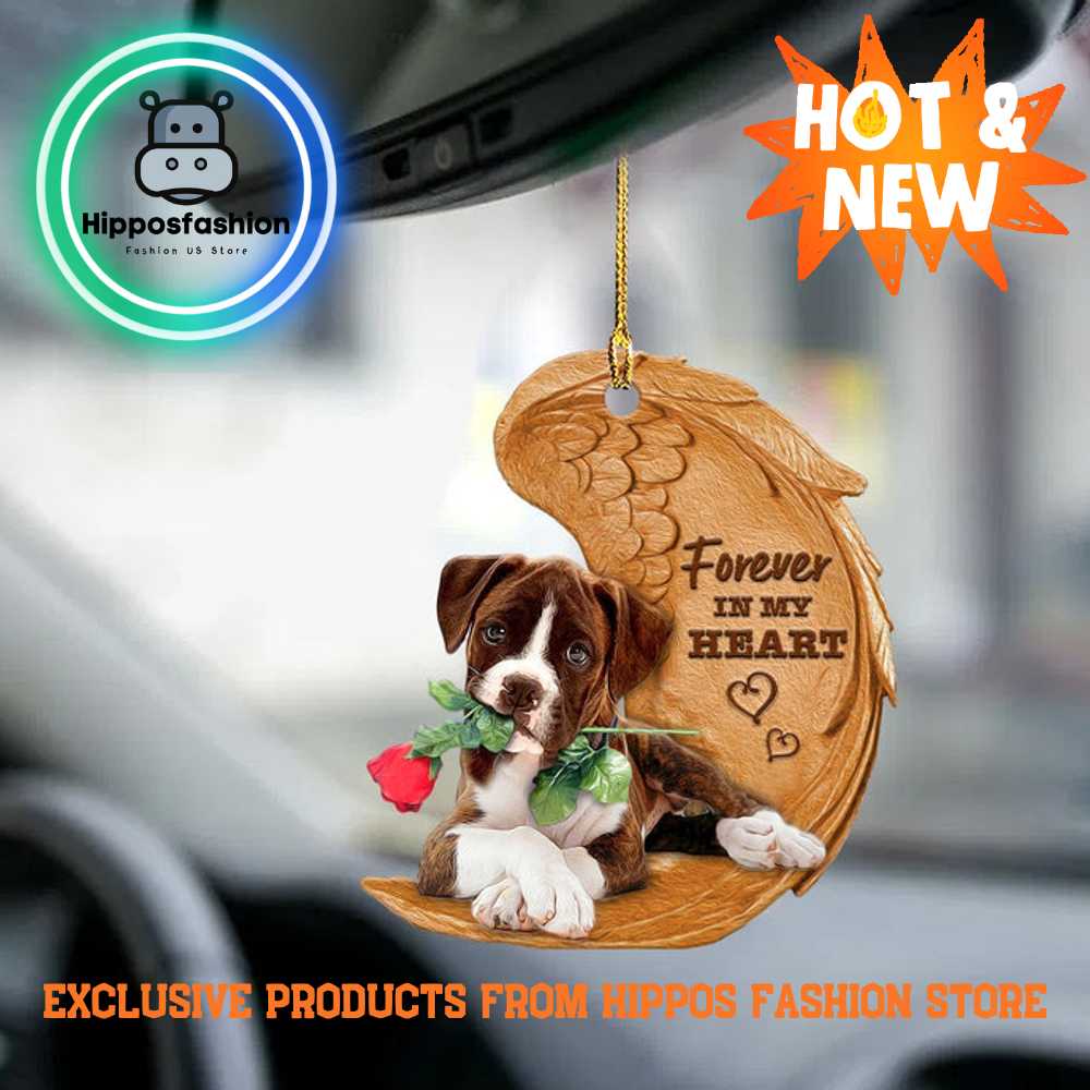Boxer Puppy Forever In My Heart Hanging Car Ornament