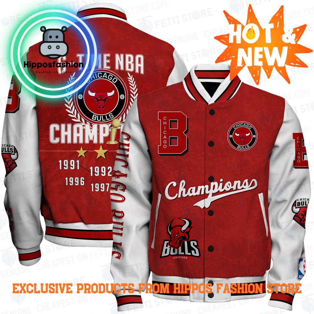 Chicago Bulls NBA Champions Print Varsity Jacket