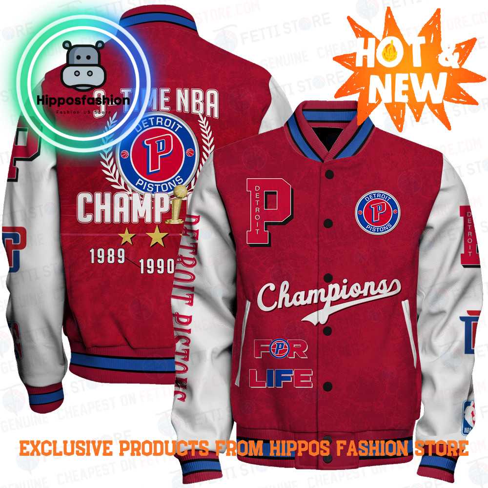 Detroit Pistons NBA Champions Print Varsity Jacket