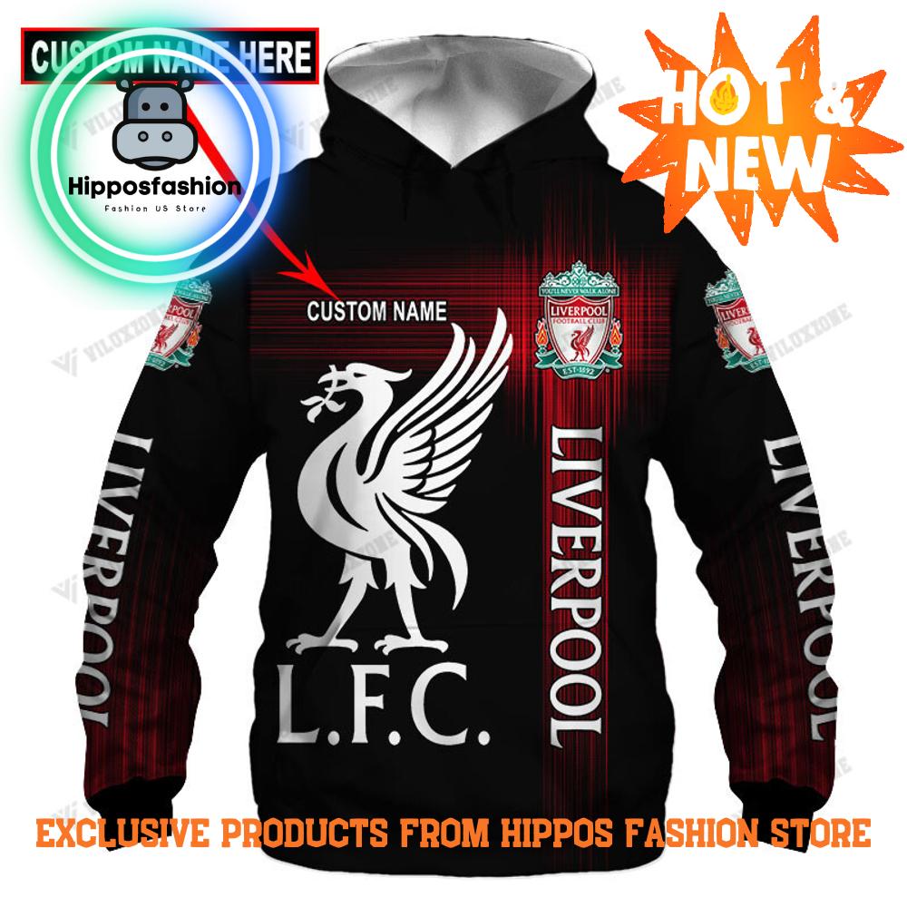 Liverpool Logo Full Printing Custom Name Black Hoodie