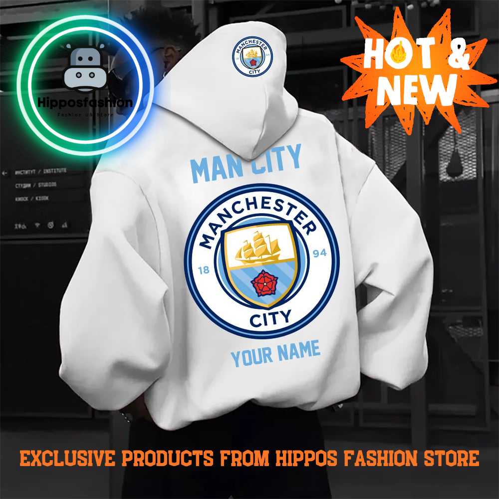 Manchester City EPL Special Personalized New White Hoodie