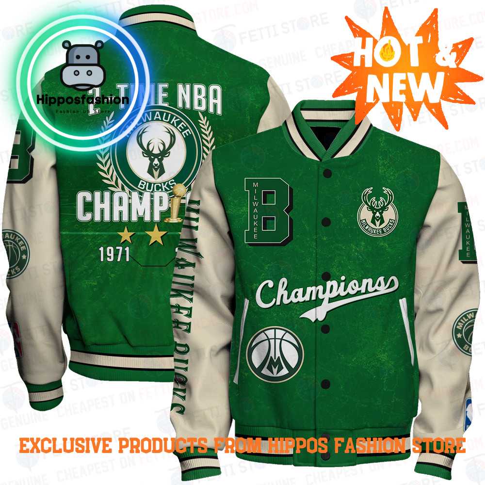 Milwaukee Bucks NBA Champions Print Varsity Jacket