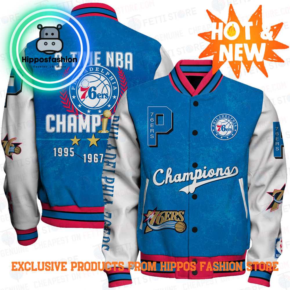 Philadelphia 76Ers NBA Champions Print Varsity Jacket