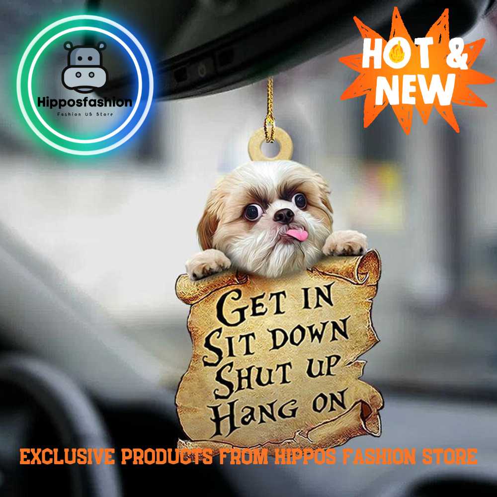 Shih Tzu Get In Two Sided Car Ornament_