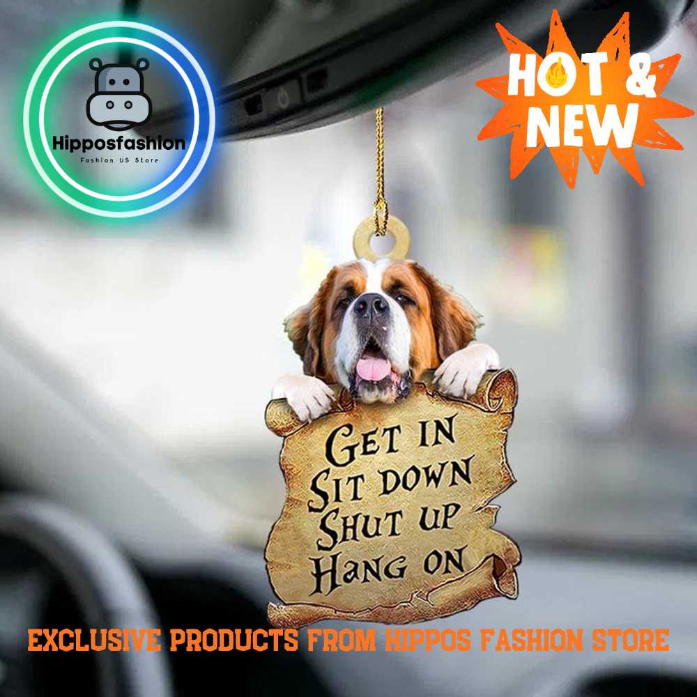 St Bernard Get In Two Sided Car Ornament