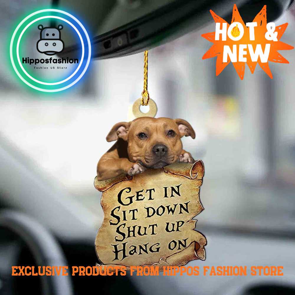 Staffordshire Bull Terrier Get In Two Sided Car Ornament