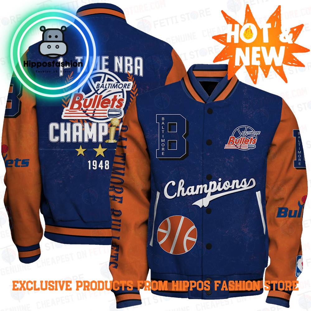 Baltimore Bullets NBA Champions Print Varsity Jacket