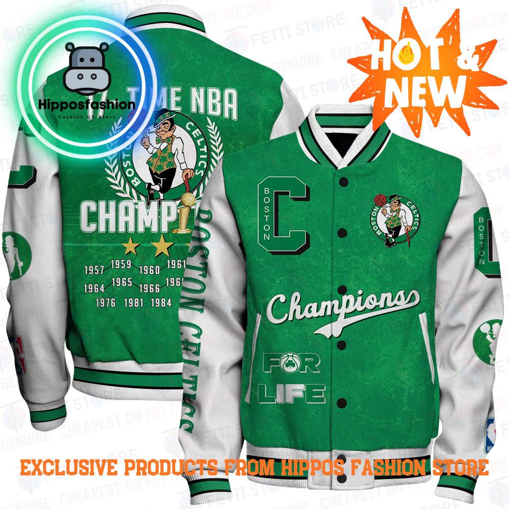 Boston Celtics NBA Champions Print Varsity Jacket