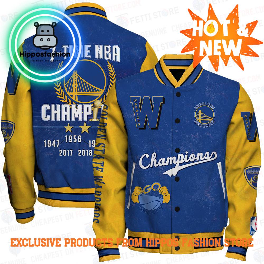 Golden State Warriors NBA Champions Print Varsity Jacket