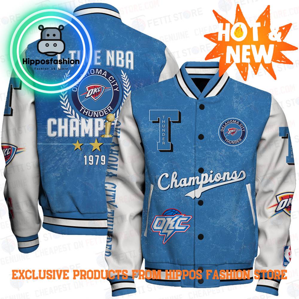 Oklahoma City Thunder NBA Champions Print Varsity Jacket