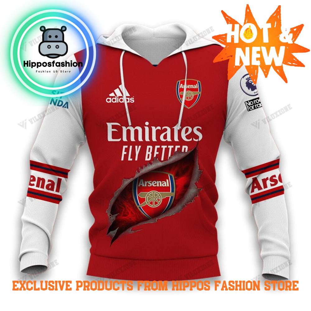 Arsenal Tear Logo Aop Custom Name Hoodie