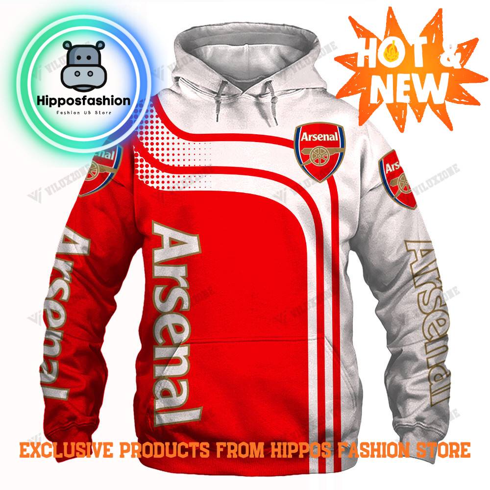 Arsenal The Gunners White Red Hoodie